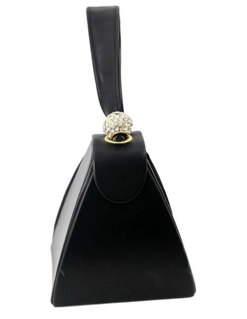 Black Structured Bag with Diamante Ring Detail