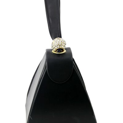 Black Structured Bag with Diamante Ring Detail
