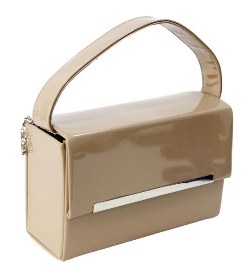 Nude Patent Rectangle Box Bag With ChainBox Bag With Chain