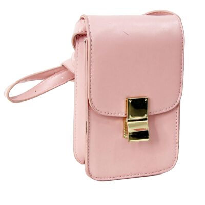 Pink Rectangle Cross Body Bag With Metal Clasp