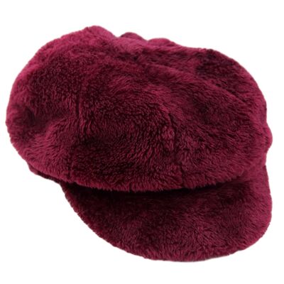 Wine Faux Fur Baker Boy Hat