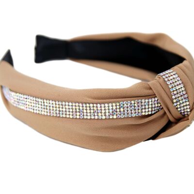 Tan Diamante Knot Headband