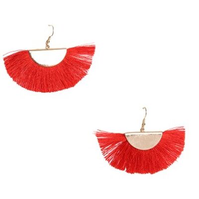 Red New Fan Tassel Earrings