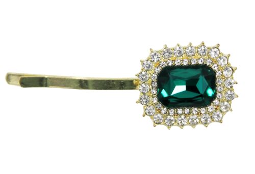 Green Hairclip With Stone Diamante