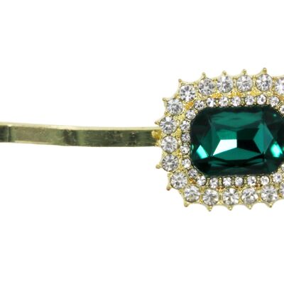 Green Hairclip With Stone Diamante