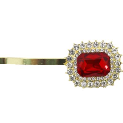 Red Hairclip With Stone Diamante