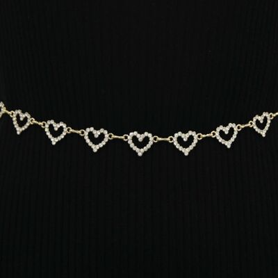 Diamante Heart Chain Belt