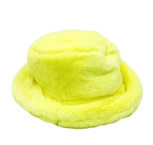 Neon Yellow Faux Fur Bucket Hat