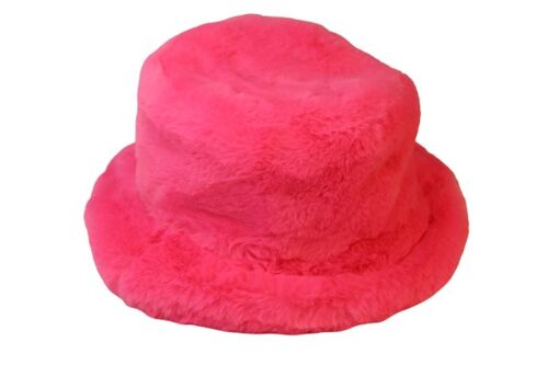 Neon Pink Faux Fur Bucket Hat