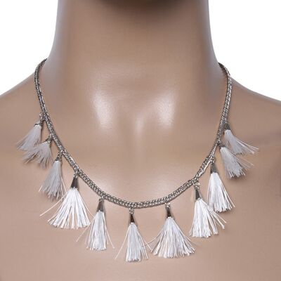 White Multi tassel necklace