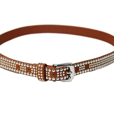 Tan PU Studded Belt