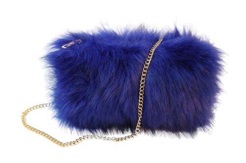 Blue Faux Fur Shoulder Bag