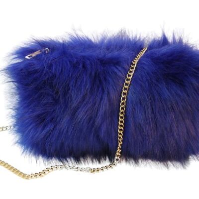 Blue Faux Fur Shoulder Bag