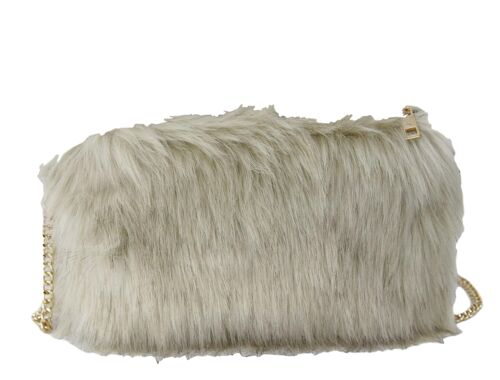 Cream Faux Fur Shoulder Bag
