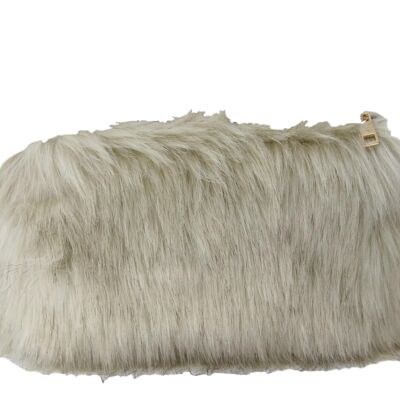 Cream Faux Fur Shoulder Bag