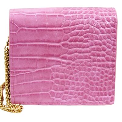 Pink Croc PU Mini Shoulder Bag
