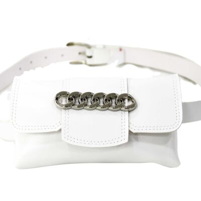 White Chain Detail Belt Bag