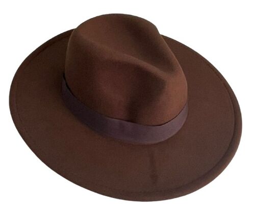 Dark Brown Fedora Felt Hat With Poly Band