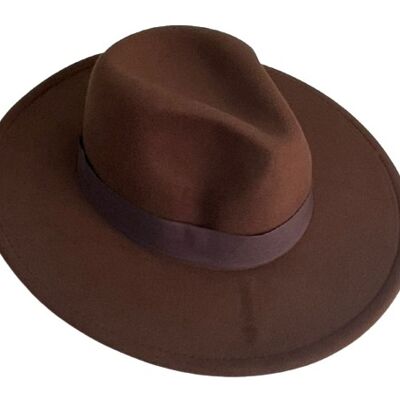 Dark Brown Fedora Felt Hat With Poly Band