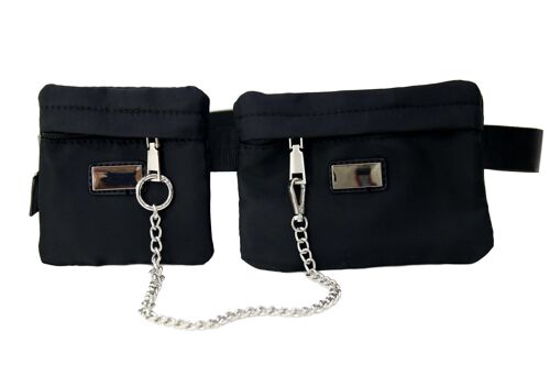 Nylon Double Beltbag With Chain Details