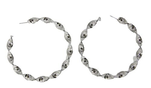 Silver large twist hoops