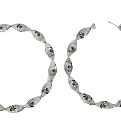 Silver large twist hoops