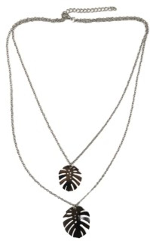 Silver Palm Leaf Layered Necklace