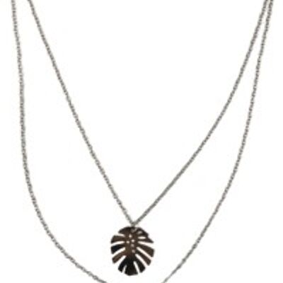 Silver Palm Leaf Layered Necklace