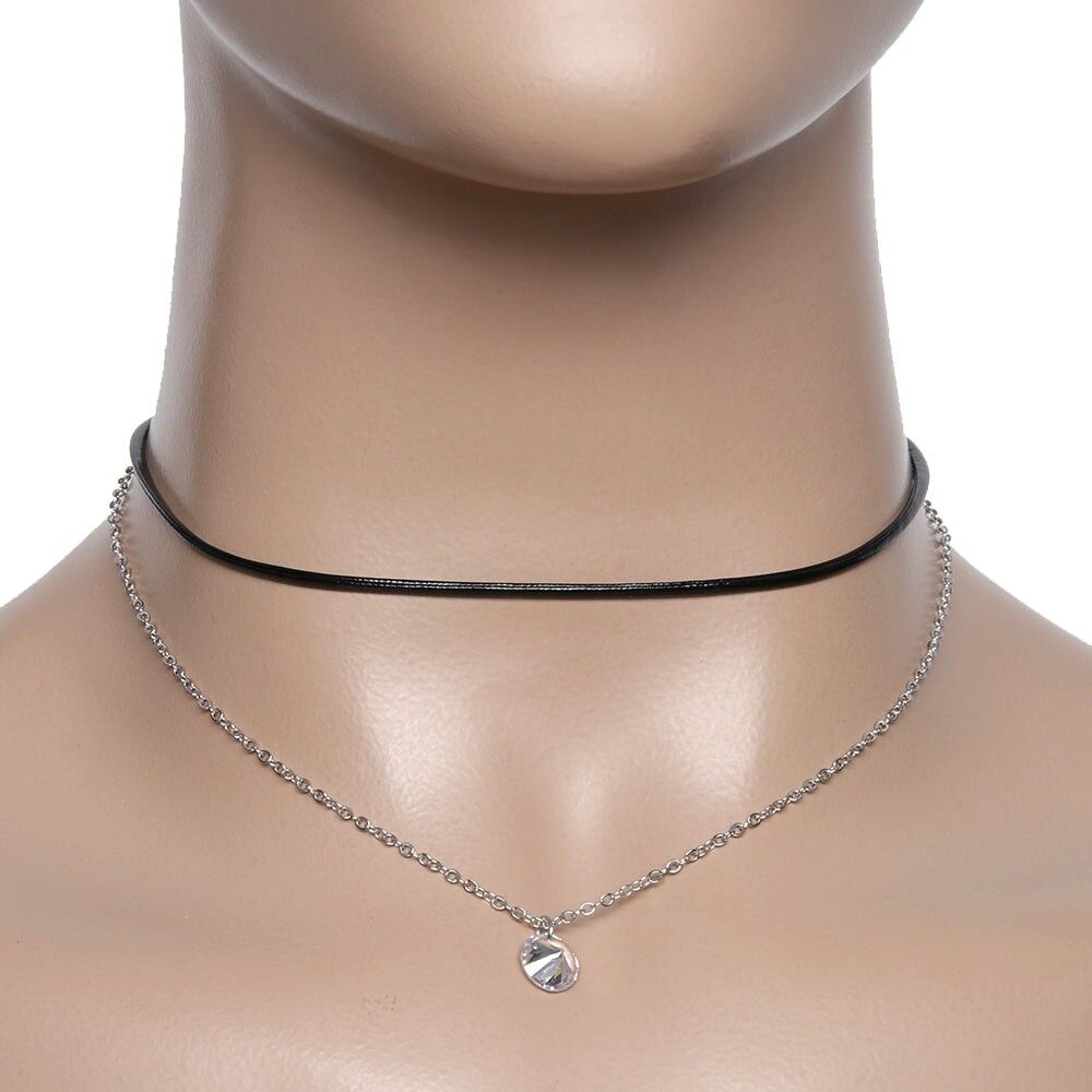 Buy White Cubic Zirconia Diamante String Diad Layered Necklace Set by Curio  Cottage Online at Aza Fashions.