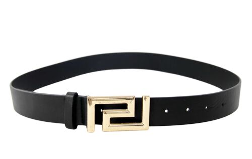 Gold Metal Buckle Black PU Belt