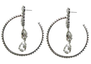 Boucles d'oreilles créoles en argent avec pierre et diamants