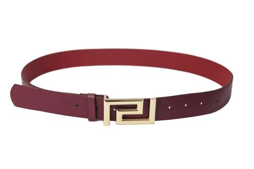 Gold Metal Buckle Wine PU Belt