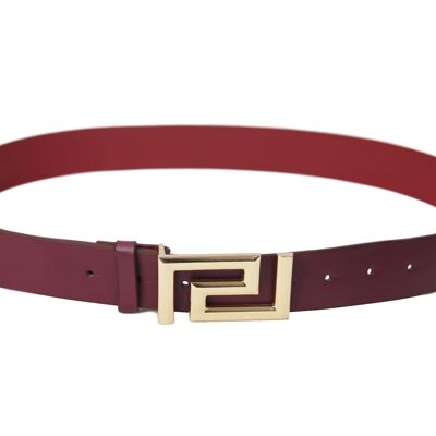 Gold Metal Buckle Wine PU Belt