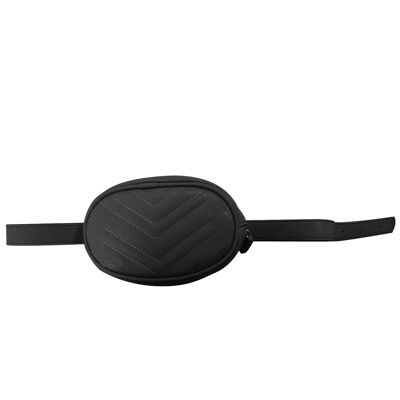 Black Oval Faux Leather (PU) Belt Bag