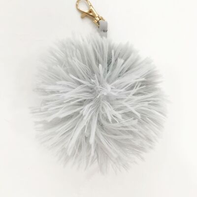 Grey Knitted pom keyring