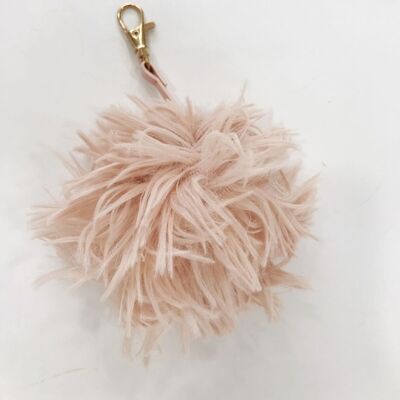 Pink Knitted pom keyring