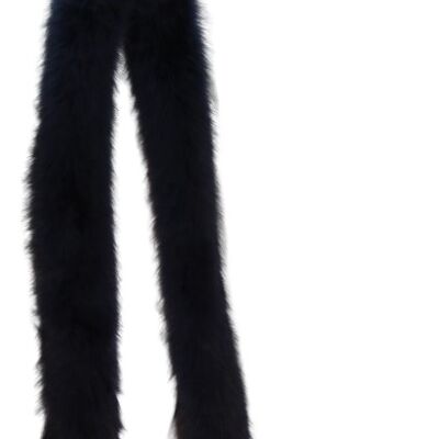 Navy Faux Fur Extra Long Scarf