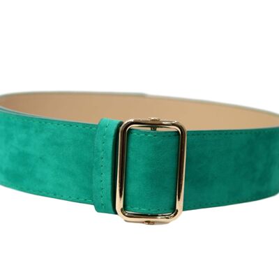 Green Velvet Jean Belt With Square Buckle