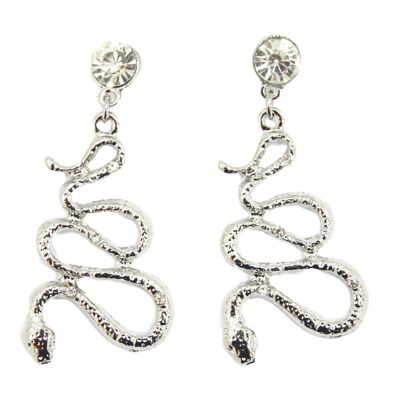 Silver Diamante Snake Earrings SE42