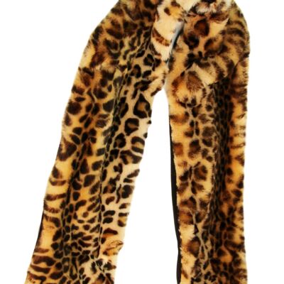 Tan Leopard Print Faux Fur Scarf