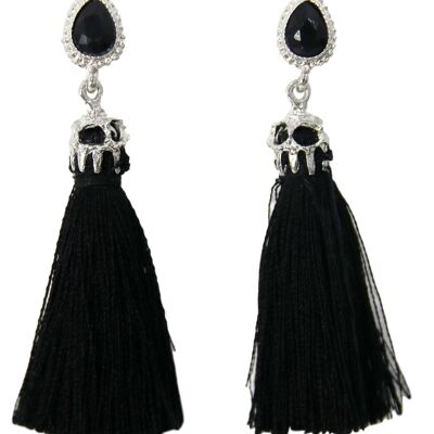 Black Diamante Tassel Earrings