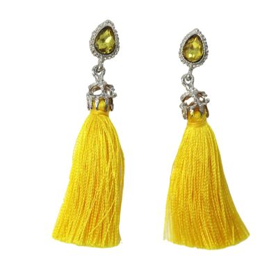 Yellow Diamante Tassel Earring