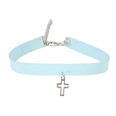 Suede Choker with Cross Pendant