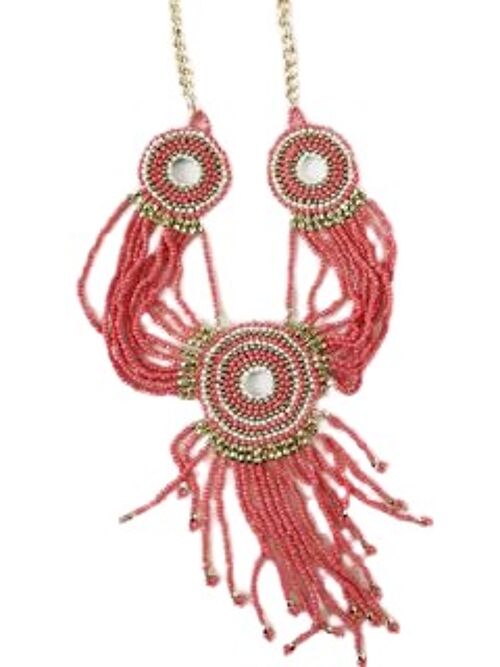 Red Beaded Tassel Necklace