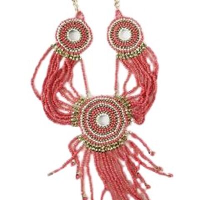 Red Beaded Tassel Necklace