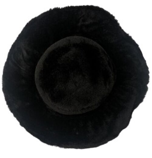 Black Fur Boater Hat