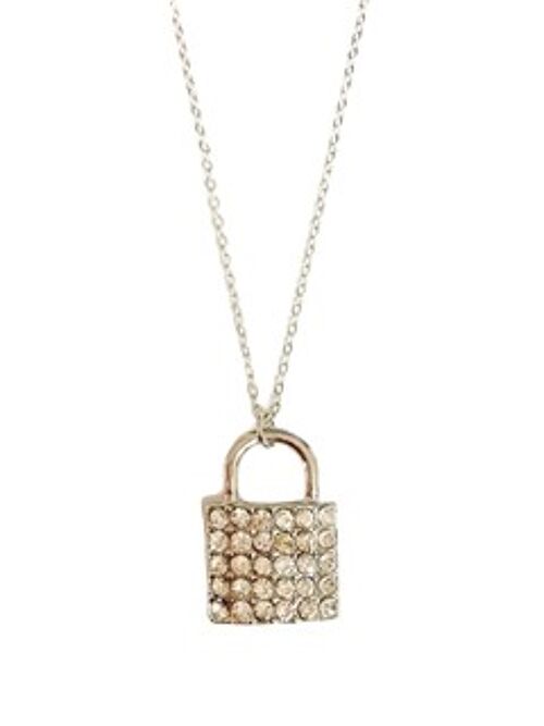 Silver Diamante Padlock Necklace