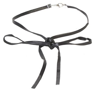 PU Double Laced Tie Up Bow Choker
