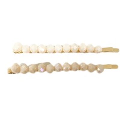 Cream Crystal Bead Hairclip