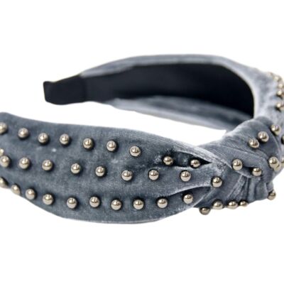 Grey Velvet Studded headband